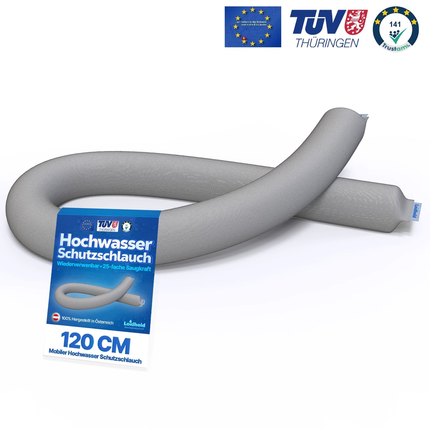 Mobiler, wasseraktivierter Hochwasserschutzschlauch (120cm)